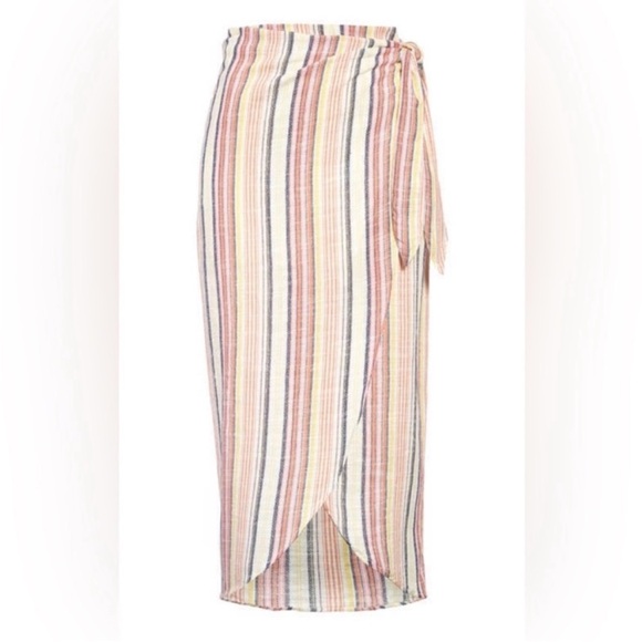 Free People Dresses & Skirts - Free People Aubrey Sarong Striped Linen Skirt 4 small